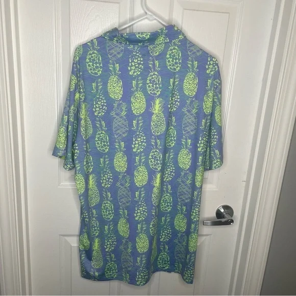 Sunday Swagger Tropical Thunder Golf Polo Neon Pineapple Novelty Print XL - Picture 2 of 8